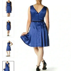 Simply Vera Vera Wang Blue Black Bejeweled Waist Detail Cocktail Dress Size 8